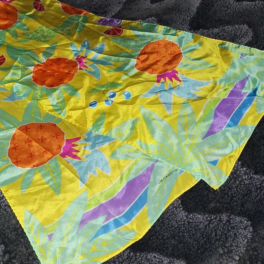 Vintage Liz Claiborne Silk Vibrant Fruit Scarf